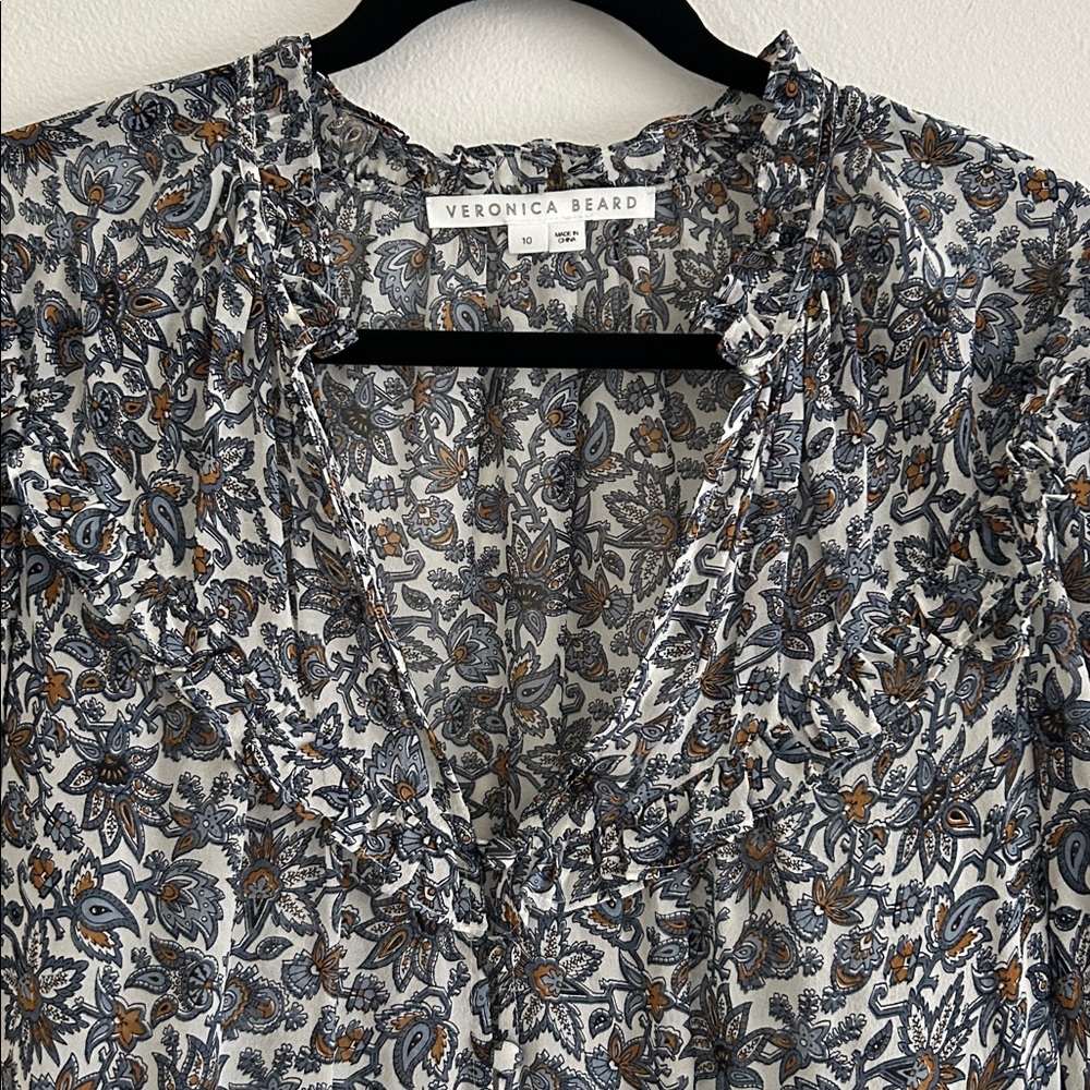 Veronica Beard Savile Dress Floral boho Size 10 Navy - Picture 3 of 12